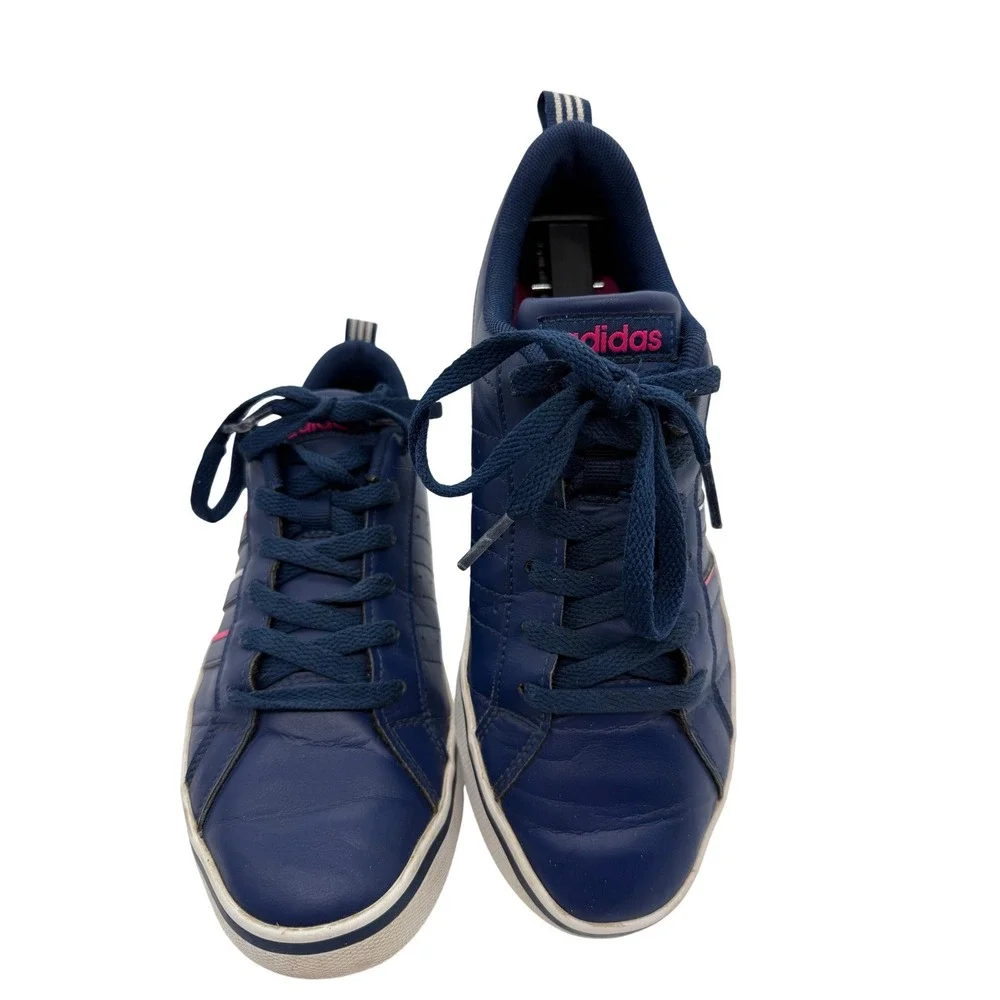 Adidas VS Pace Sneakers Women‎ Size 7 Navy Blue Pink Orange Stripes Retro Shoes
